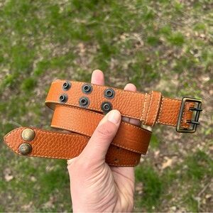 Arrow Montreal Tan Leather Belt with Metal Studs